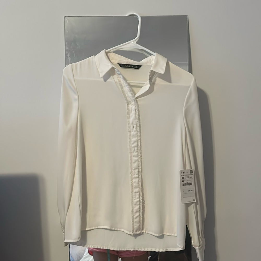 NWT Zara fringe detail blouse sz XS